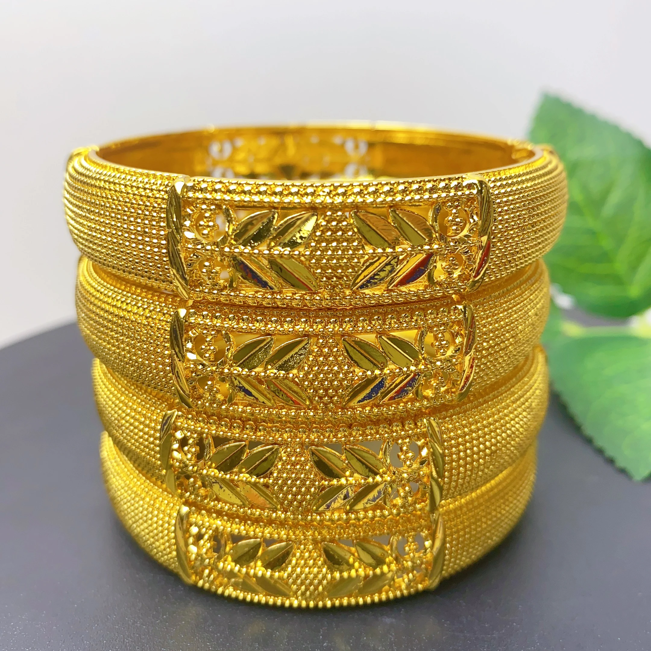 Luxury Dubai 24K Gold Color Bangles For Women Indian African Bracelets Charm Wedding Ethiopian Arabic Hand Jewelry Party Gifts