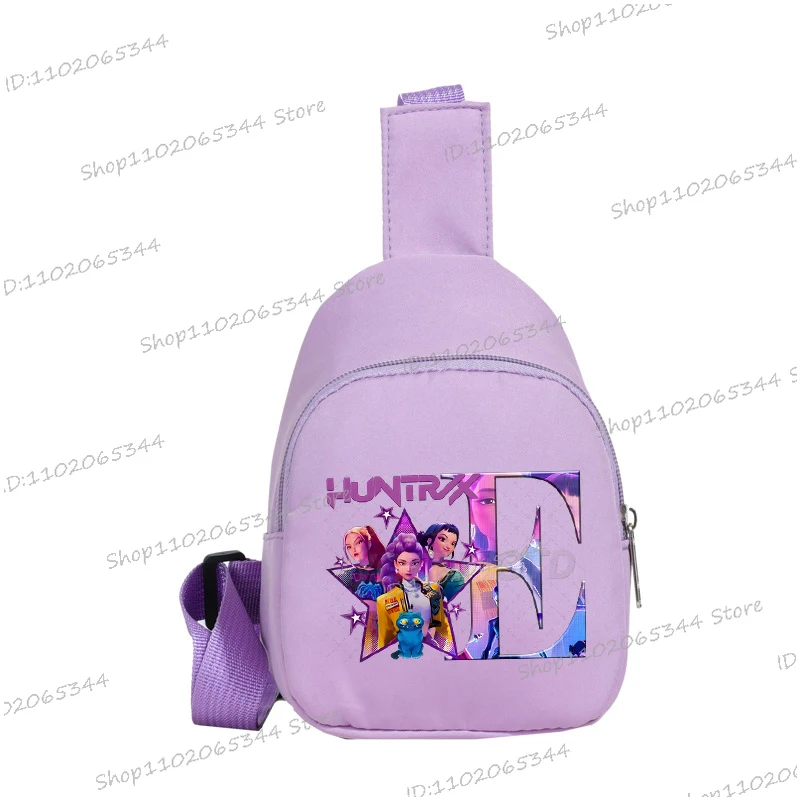 Tas Dada Anak Baru Motif Anime Kartun Alfabet, Tas Selempang Diagonal Modis untuk Anak Perempuan dan Laki-laki, Tas Dada Kasual Kartun