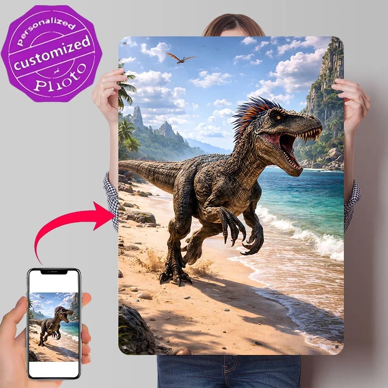 Raptor | Ark Survival Ascended | ASE 3D Texture Metal Poster Customized Wall Art Tin Sign Gift for Mancave Decoration Room Decor