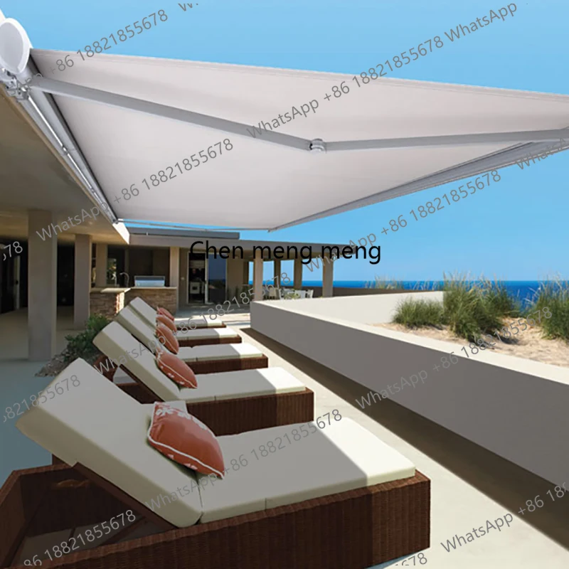 Full Cassette Electric Retractable Awning Waterproof Folding Arm Canopy for Balcony Patio & Outdoor Motorized Sun & Rain Shelter