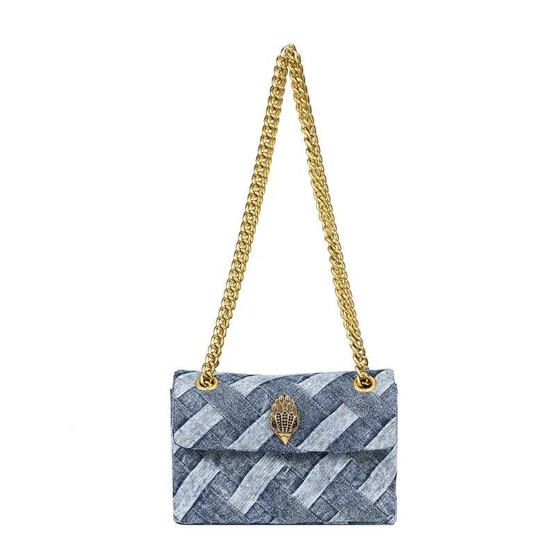 Fanshion Frauen Handtasche waschen Denim in Web-Print Geldbörse Fugen Cross Body Patchwork