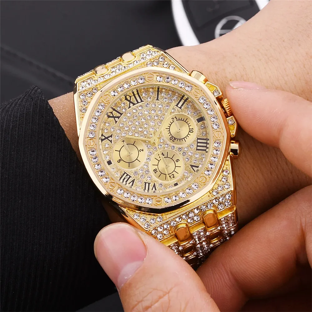 Stainless Steel Strap Watch Stylish Women's Rhinestone Inlaid Stainless Steel Quartz Watch Colorful Dial Decorative for Ladies