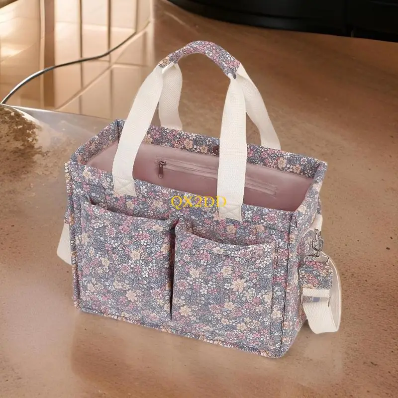 QX2D Spacious Mom Hand Bag Portable Storage Bag with Multifunctional Compartment