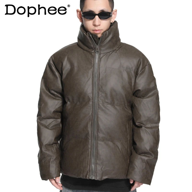 

Men Women 2025 Winter New Fashion High-End Stand Collar Parkas Loose Stylish Versatile Thickened Warm Parkas Long Sleeve Coats