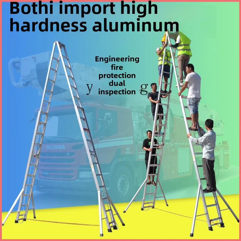 D24- herringbone telescopic lifting and climbing ladder double pedal burning welding project 6 7 8 9 10 11 12 meters