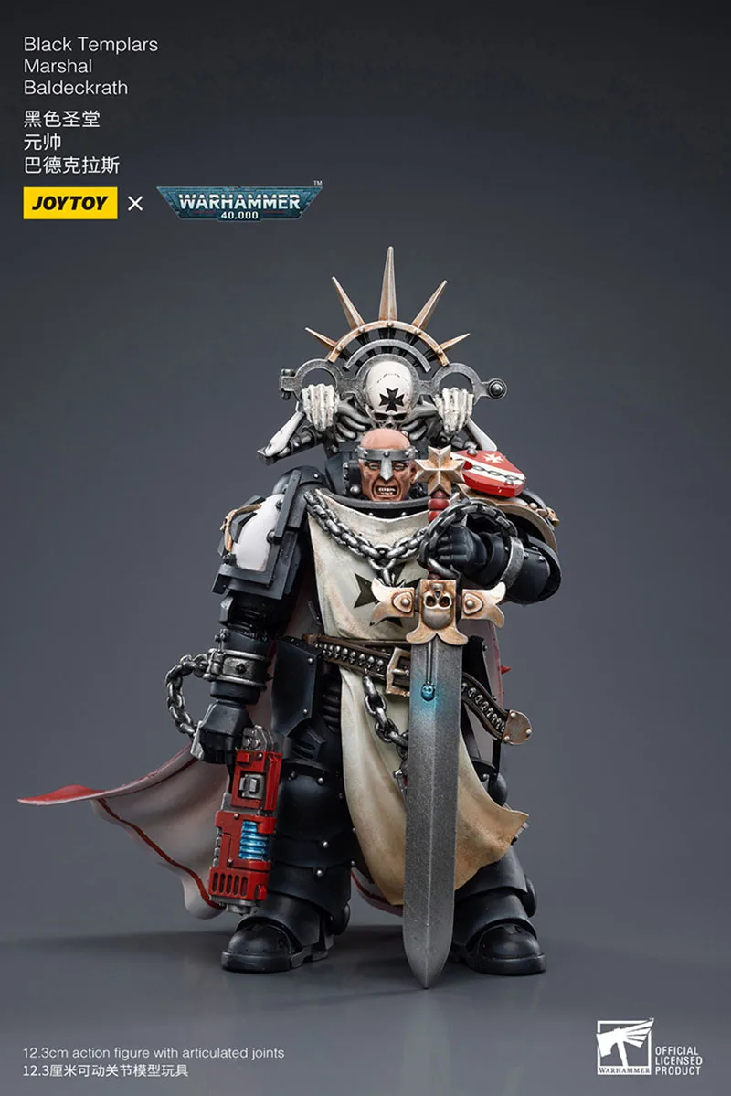 JOYTOY Warhammer 40K 1/18 Black Templars Marshal Baldeckrath Action Figure 12.3cm Soldier Figurine Model Toy for Collection