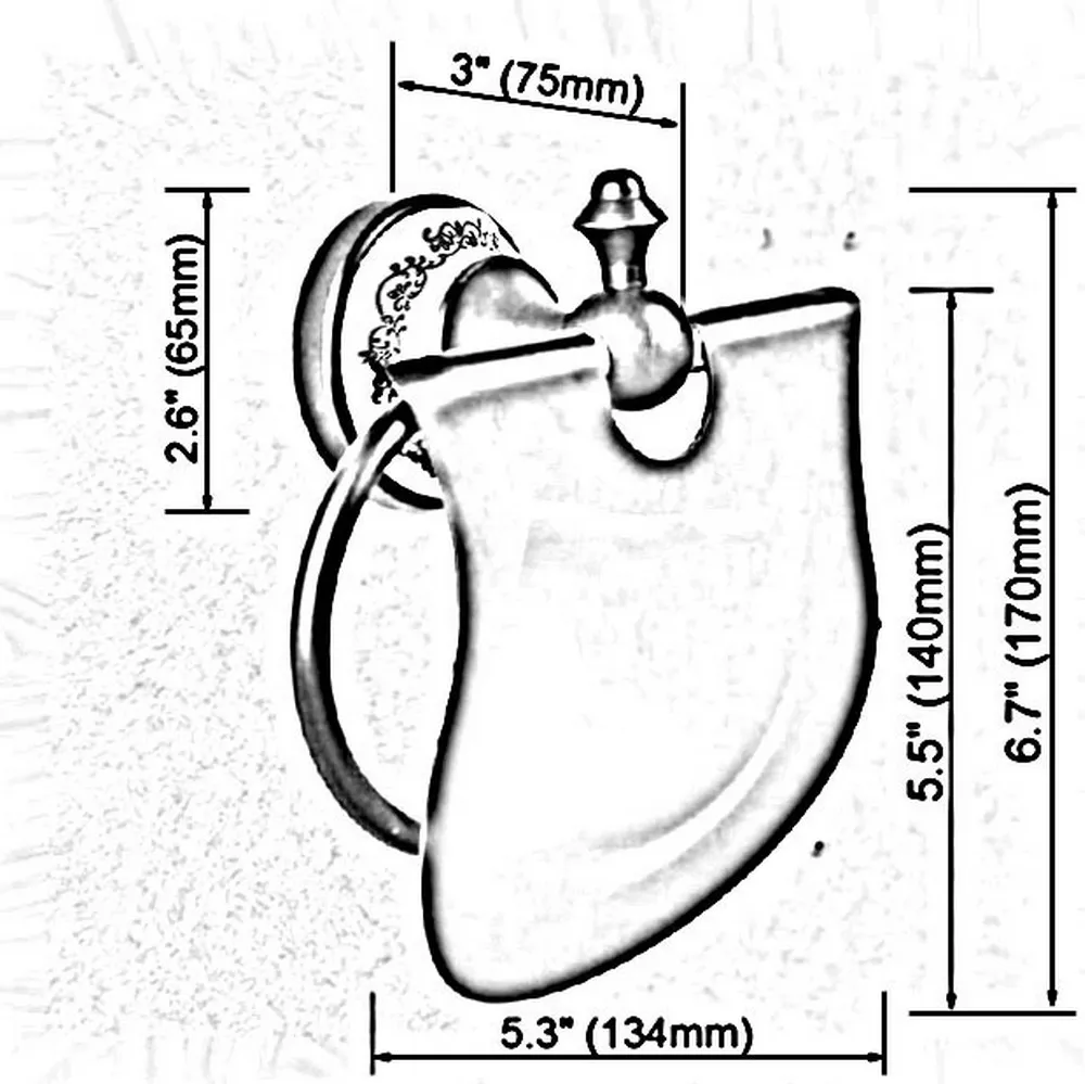 Bathroom Accessories Polished Golden Brass Ceramic Flower Pattern Wall Mounted Toilet Paper Roll Holder  aba251