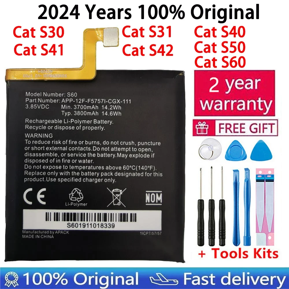 100% Original Replacement battery For Caterpillar Cat S40 S50 S60 CUBA-BL00-S50-000 458002-S40  APP-12F-F57571-CGX-111 batteries