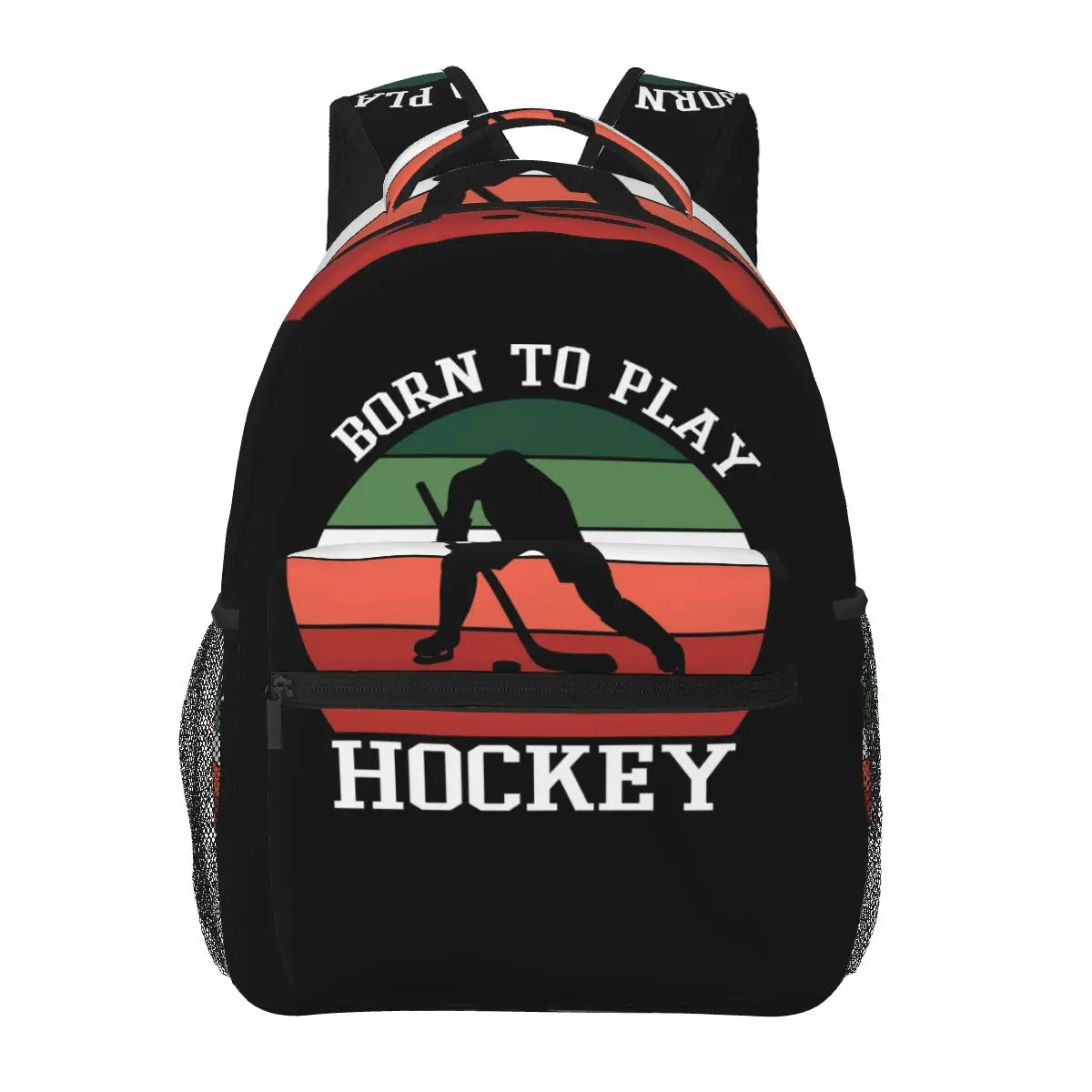 

Born To Play Hockey Backpacks Boys Girls Bookbag Children School Bags Cartoon Travel Rucksack Shoulder Bag Large Capacity