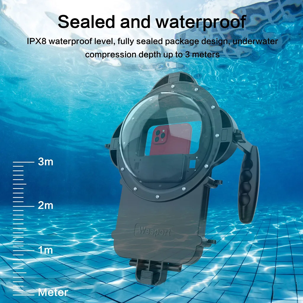 Smartphone  Dive Housing Case Handle Grip HD Light Transmission Filter 3M Waterproof Underwater for Dome 4.5-7.0" Mobile Phone