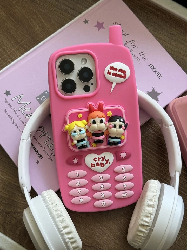 POP CRYBABY The Powerpuff Girls Case Soft Silicone Cover for iPhone 11 12 13 14 15 16 Pro Max