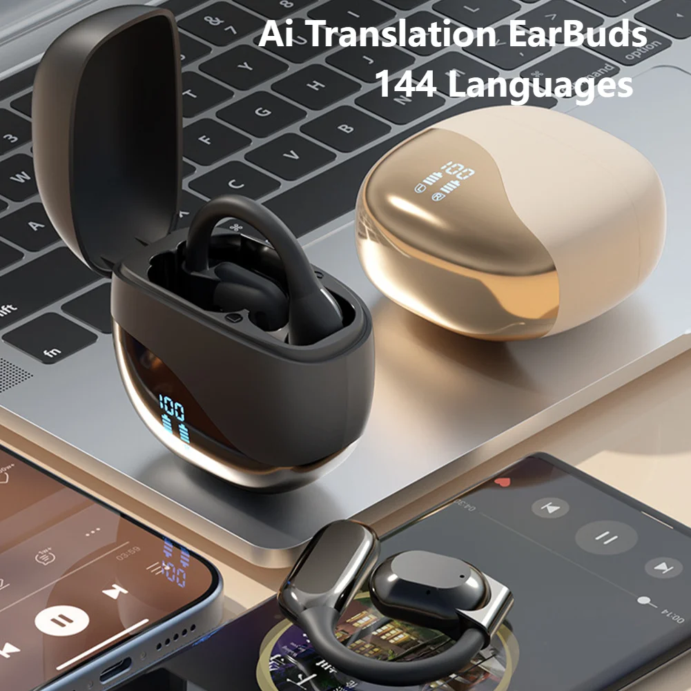 M62 Smart Voice Translator Ai Translating Ear Buds 144 Languages Translator Earbuds Real Time Translate New Bluetooth Earphones