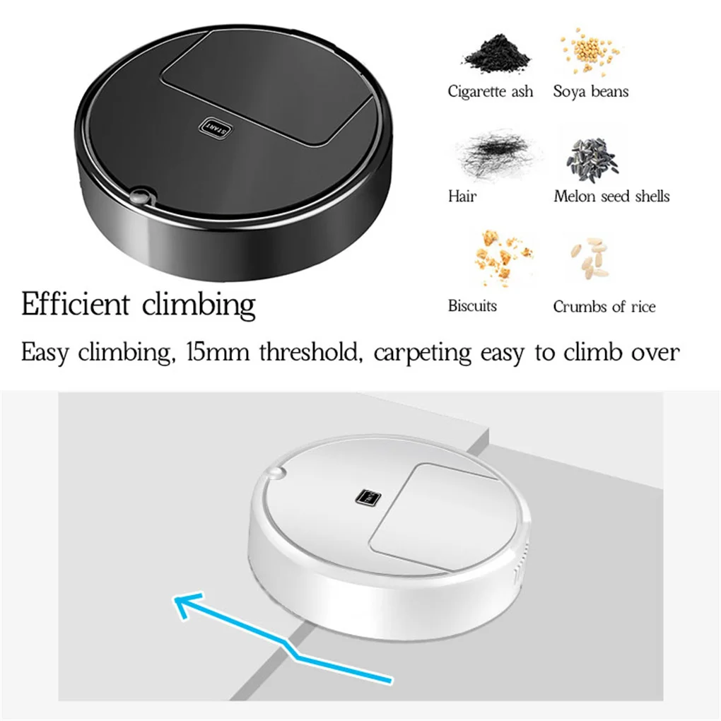 Smart Sweeping Robot Mini Auto Vacuum Hair Dust Remover Household Floor Washing Sweeper, White