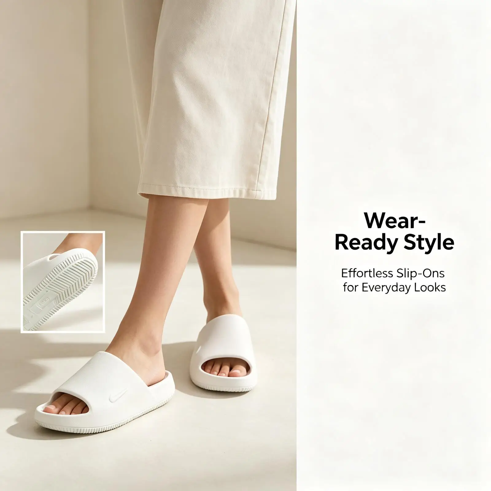 Nike Genuine Women Calm Slide 2.0 Cloud Slippers Multi Colors Available Soft Cushion On Sandals Lightweight EVA Bathroom Slides