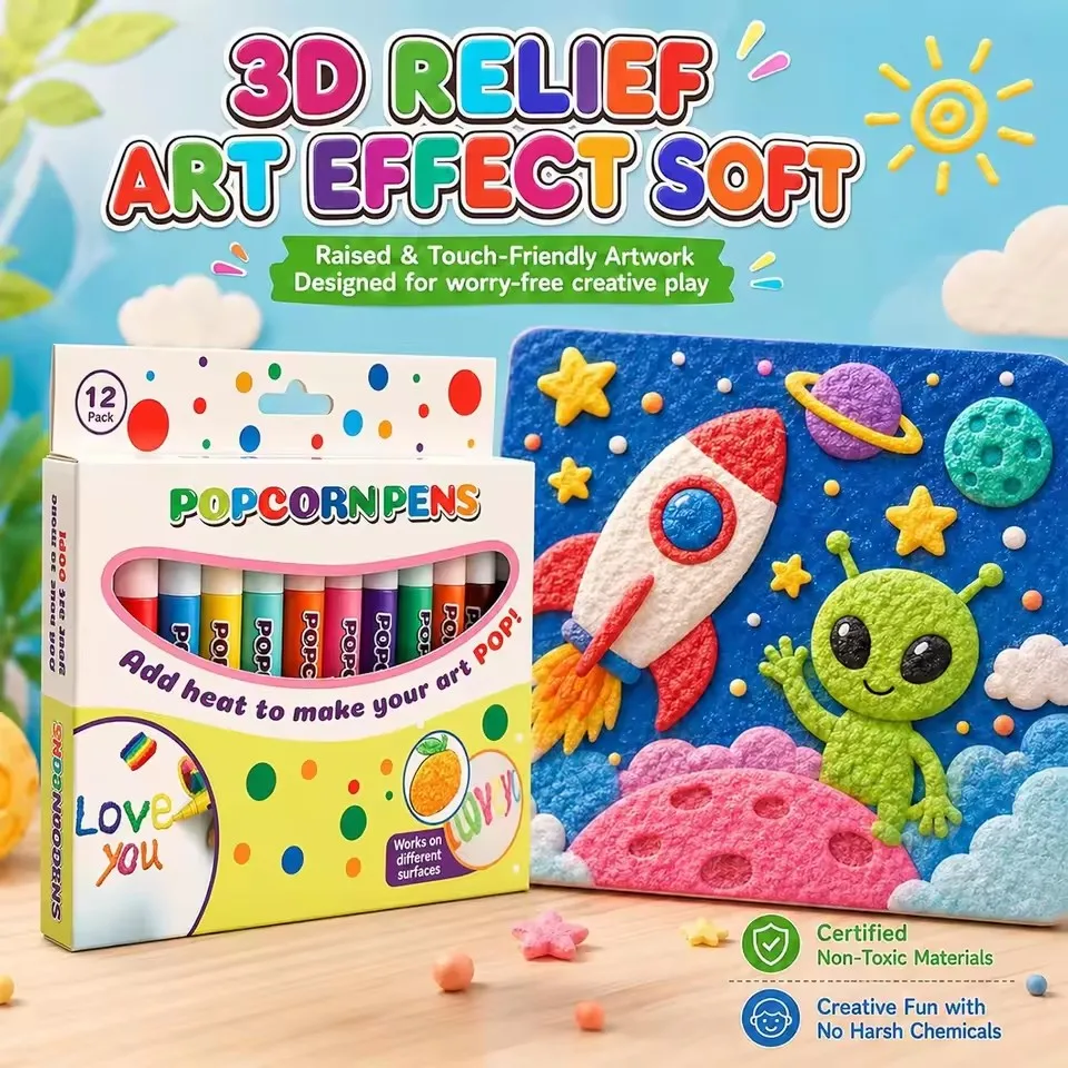 3D Bubble Pen Set Colorful Handmade Heat Activated Painting Markers Bubble Drawing Pen for Kids Boys Girls DIY Crafts Paper Art