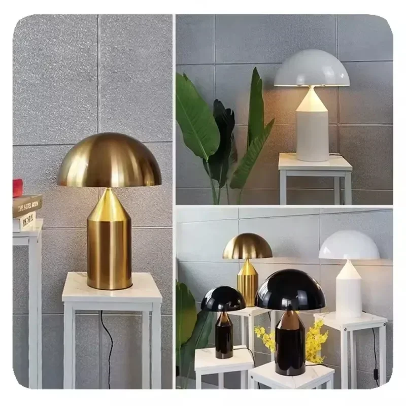 Modern Nordic Minimalist Luxury Home Bedroom Bedside Table Light Unique Gold Metal Decorative Mushroom Desk Lamp