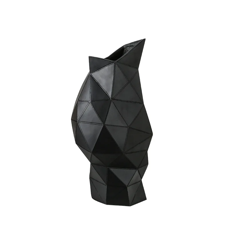 

Смола абстрактный треугольный кожаный узор ваза для дома, гостиной, ТВ-шкафа, орнамент, бонсай