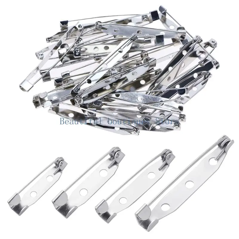 U4LF Pin-and-Clasp Brooch Backs, 300-Piece Silver-Tone Assortment with Flat Mounting Bases for Turning Handmade Pieces Into