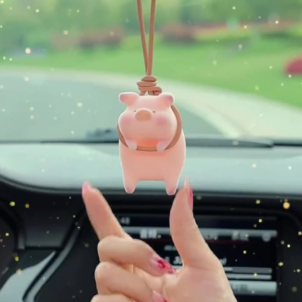 

Cute Pig Car Pendant Resin Material Detailed Workmanship Adorable Bag Decor Stylish Vehicle Interior Hanging Car Pendant