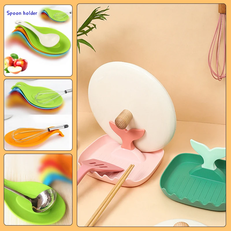 1PCS Kitchen Spoon Holders Fork Spatula Rack Shelf Organizer Plastic Chopsticks Holder Non-slip Spoons Pad