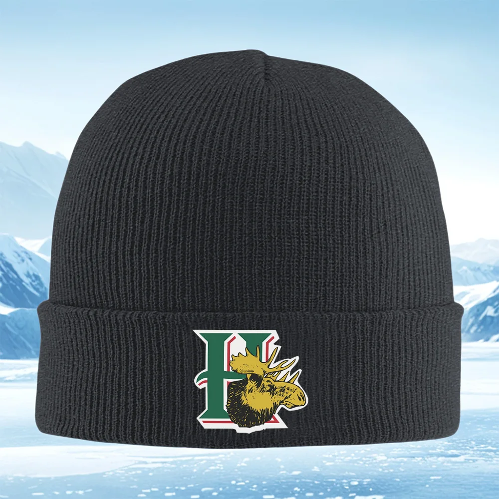 Elandenkop binnenvorm H letters Heren Dames Unisex Gebreide muts Beanie Pullover Cap Winter Thermisch Warm Kerstmis Buiten Fietsen