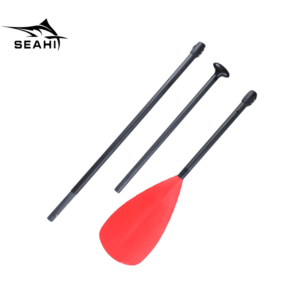 Hot Sale Glass Fiber Sup Paddle Canoe Adjustable 3-Section 3k Regular Adjustable Canoe Lightweight Double Lock Red Paddle kayak