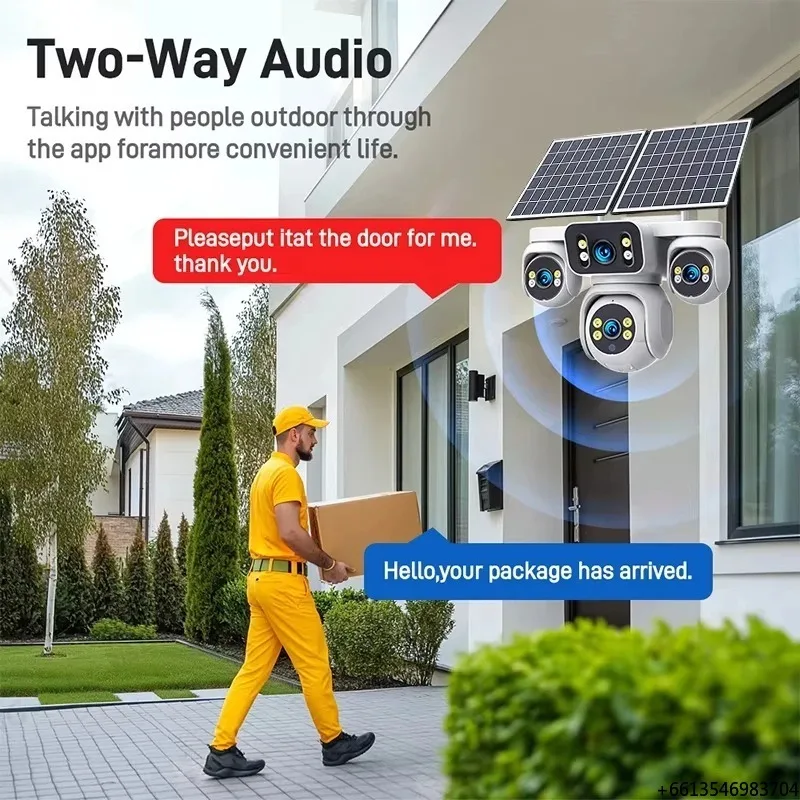 20MP 16X Zoom Four Lens Four Screen AOV IP 4G Wifi Sim Card Cctv Solar Panel  Outdoor Full-Color Night Vision PTZ 4Lens Camera