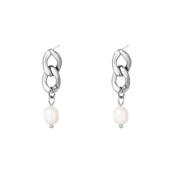 Aide 925 Sterling Silver Big Imitation Pearl Charm Dangle Earrings For Women Luxury Shiny Wedding Party Drop Earrings Jewelry