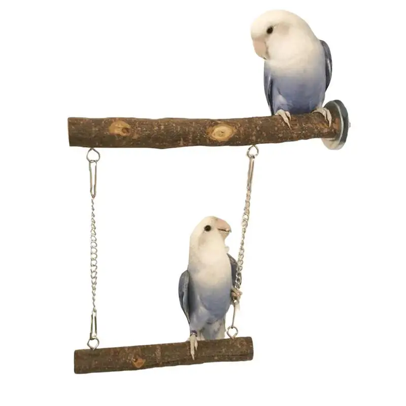 Natural Wood Bird Perch Play Stand Parrots Parakeet Swing Toys Bird Cage Accessories for Baby Lovebird Cockatiel Conure Finch