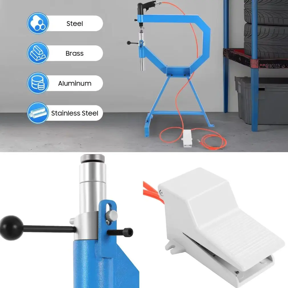 

Pneumatic Planishing Hammer, Air Powered Sheet Metal Shaping Machine with Foot Pedal & Stand – 3 Anvil Sizes (1"/2"/3") for Auto Dent Repair, Metal Fabrication – Works on Steel, Aluminum, Brass, Stainless Steel