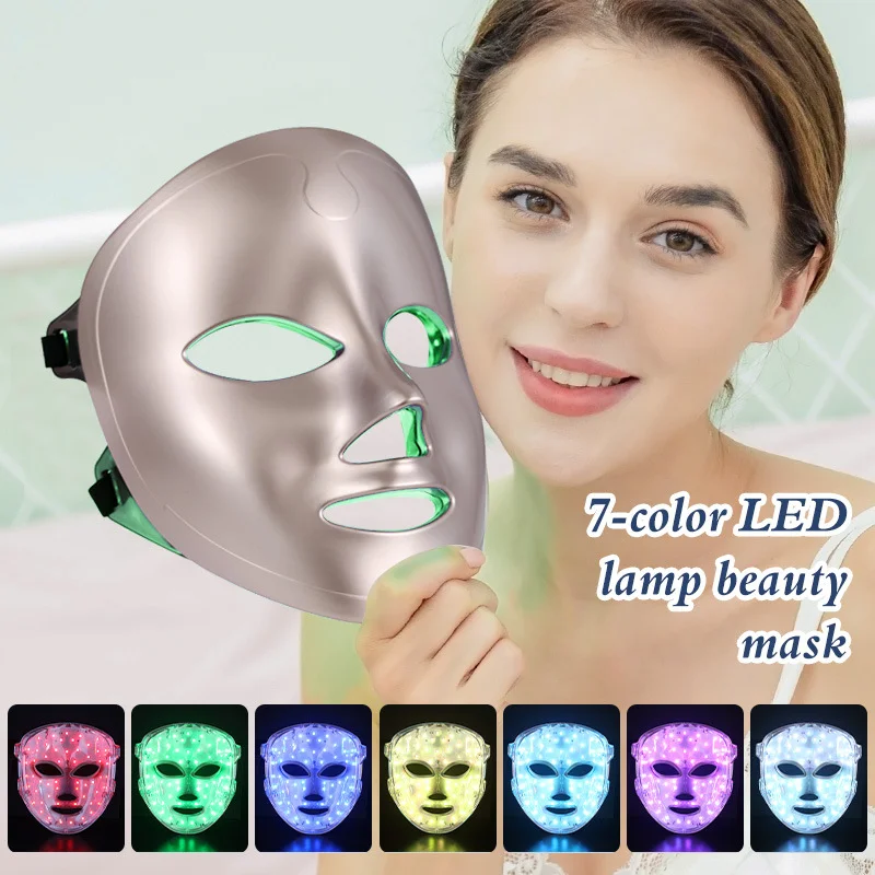 7 Colors Facial LED Mask Photon Red Light Therapy Anti Aging Face Neck Beauty Mask Relaxation Treatment Anti-Wrinkle Skin Care