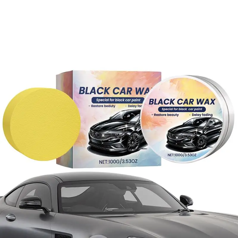 100g Black Car Wax Polish Car Crystal Plating Set Auto Scratch Repair Wax UV Protection Car Scratch Repair Paste with Sponge