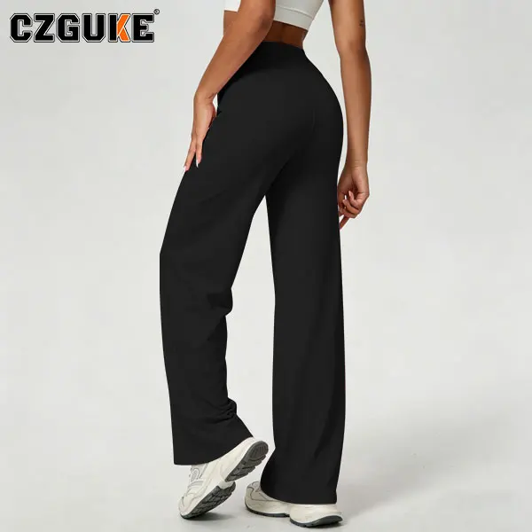 CZGUKE-Women High Waist Flare  Pants Soft  Wide Leg Long Trousers Tummy Control Stretch Leggings Gym Fitness Casual Sports Pants