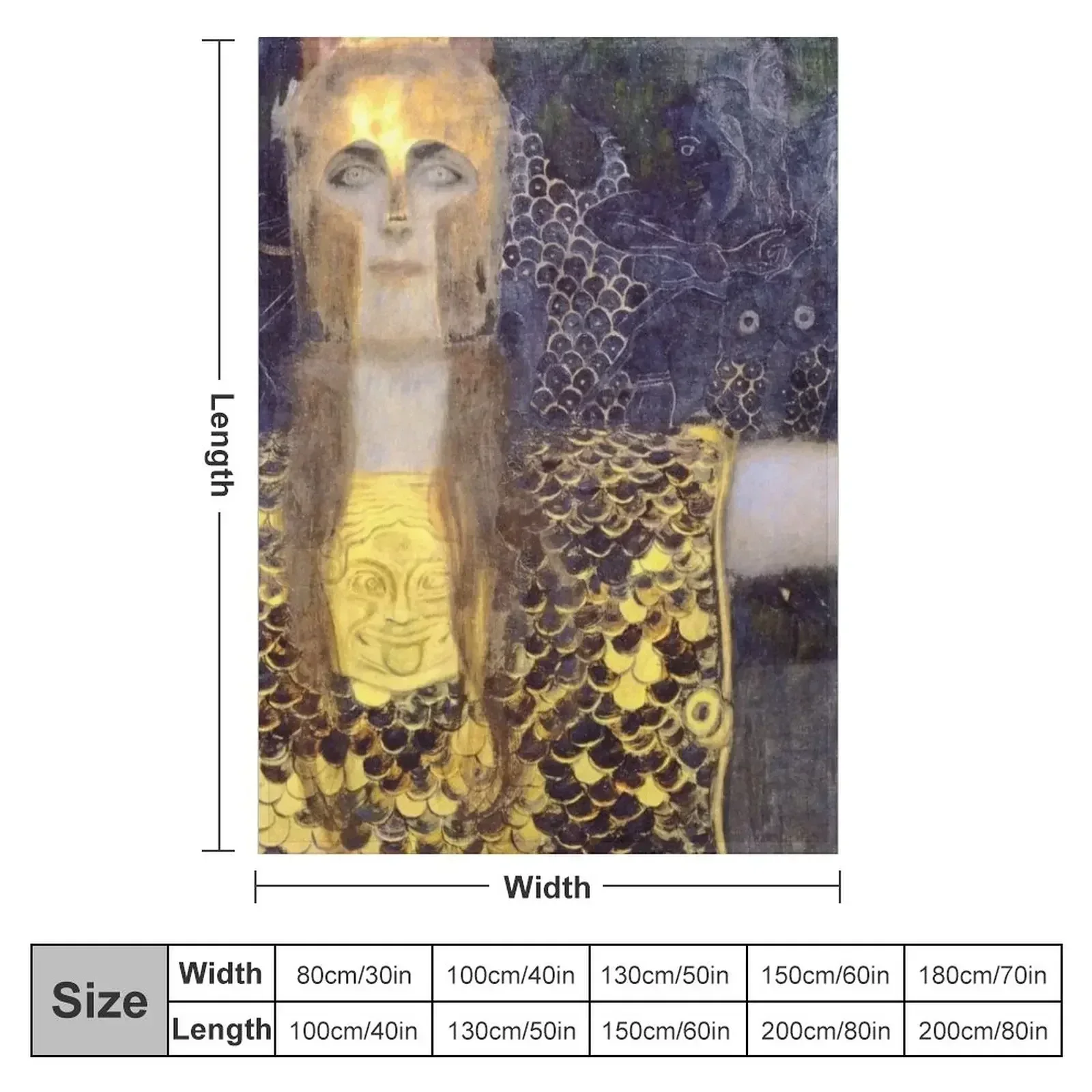 Pallas Athene by Gustav Klimt Art Nouveau Throw Blanket Warm Custom Blankets