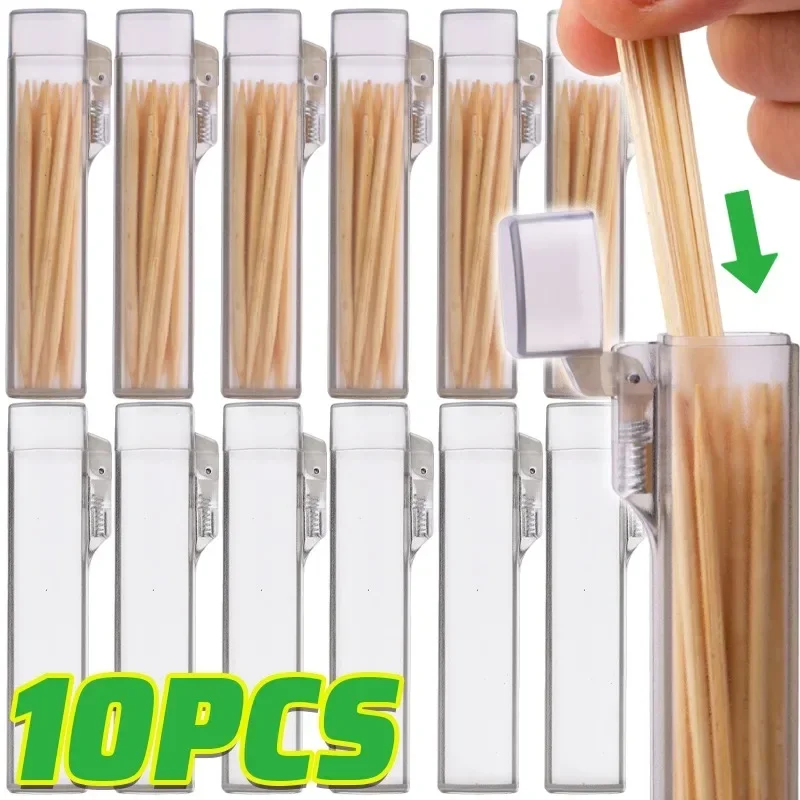 

10/1pcs Portable Toothpick Box Plastic Reusable Toothpick Storage Holders Case with Spring Switch for Living Room Outdoor Travel