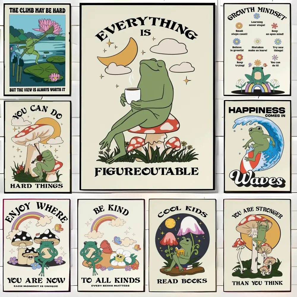 Retro lustiger Frosch, Vintage-Frosch-Zitat, inspirierendes Kunstposter, Wandkunstdruck, Poster, dekoratives Wandbild, Heimdekoration, Geschenk, ungerahmt