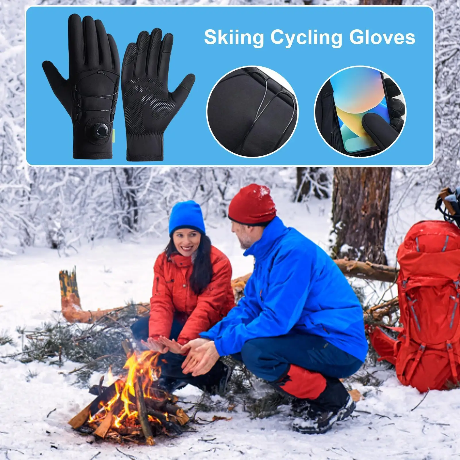جديد قفازات التزلج لمس الطقس البارد قفازات دافئة مانعة لتسرب الماء القيادة القفاز للتزلج على الجليد الدراجات الصيد تجريب الصالة الرياضية