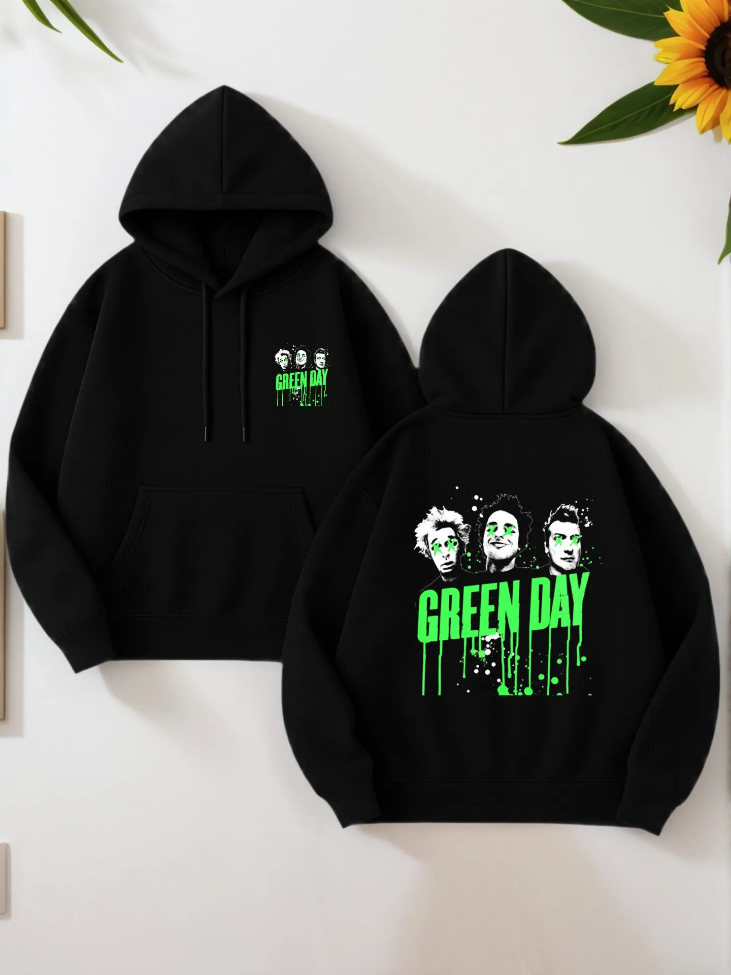 هوديي جرافيك للرجال، طباعة حروف الاستيقاظ، نمط كاجوال، مبطن بالصوف، للرجال، للارتداء اليومي