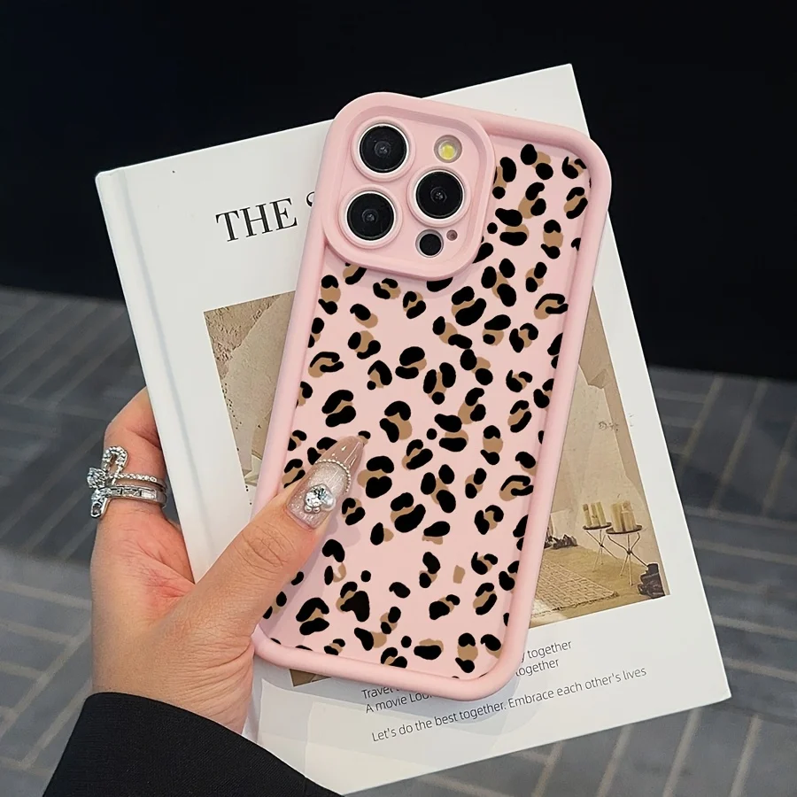 حافظة بينك ليوبارد لهاتف آيفون 16 15 14 13 12Pro Max توفر حماية كاملة، مثالية لتقديم الهدايا