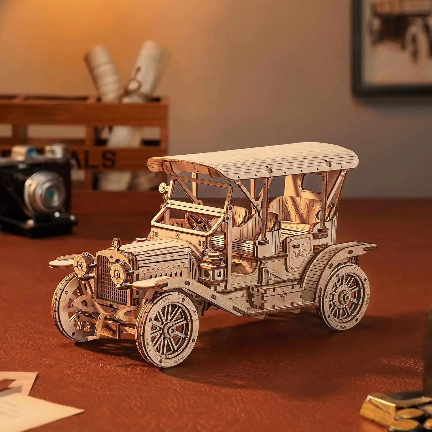 

Robotime Vintage Car 3D Wooden Puzzle Retro Car Model Kits for Antique Car Lovers Aesthetic Home Decor Adults