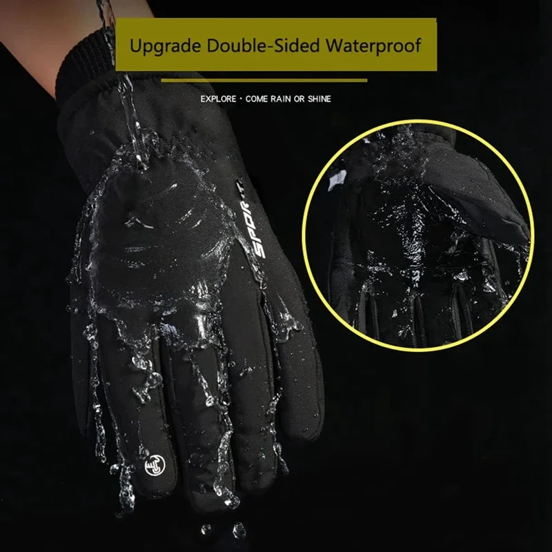 Winter Cycling Waterproof Cold-Proof Thickened Gloves Outdoor Keep Warm Fishing Cycling Ski Gloves