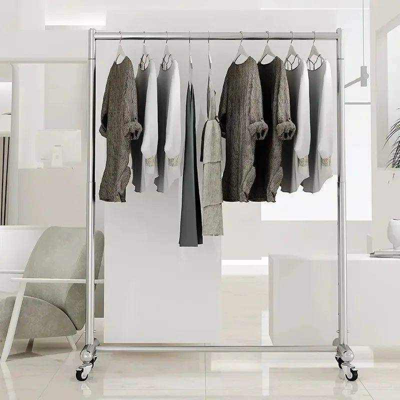 Adjustable Height Clothes Drying Rack Balcony Household Stall Floor Hanging Hanger Stainless Steel Thickened Lifting Coat Racks