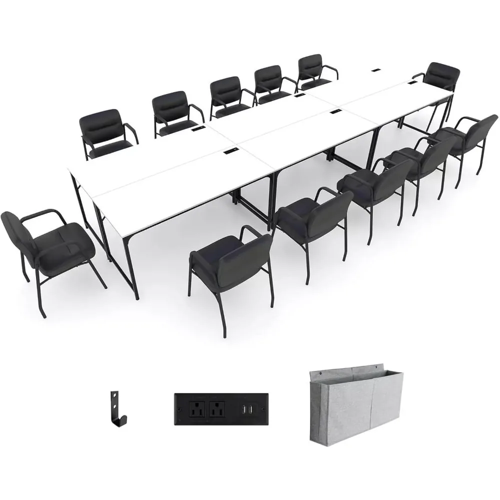 Conference Table Power Strip Organizer Set of 6 Hooks Bag for Headphones Meeting Room Desk，‎Large Work Surface，Conference Table