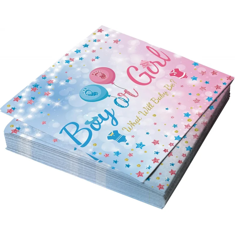24 Servilletas para Revelación de Género, Servilletas de Papel Desechables para Niño o Niña, para Fiestas de Revelación de Género y Baby Shower