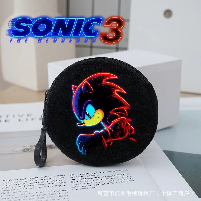 Sonics Plush Coin Purse Fashion Cartoon Wallet Cute Anime Zipper Money Earphone Cord Storage Small Bag Circle Pendant Decoration