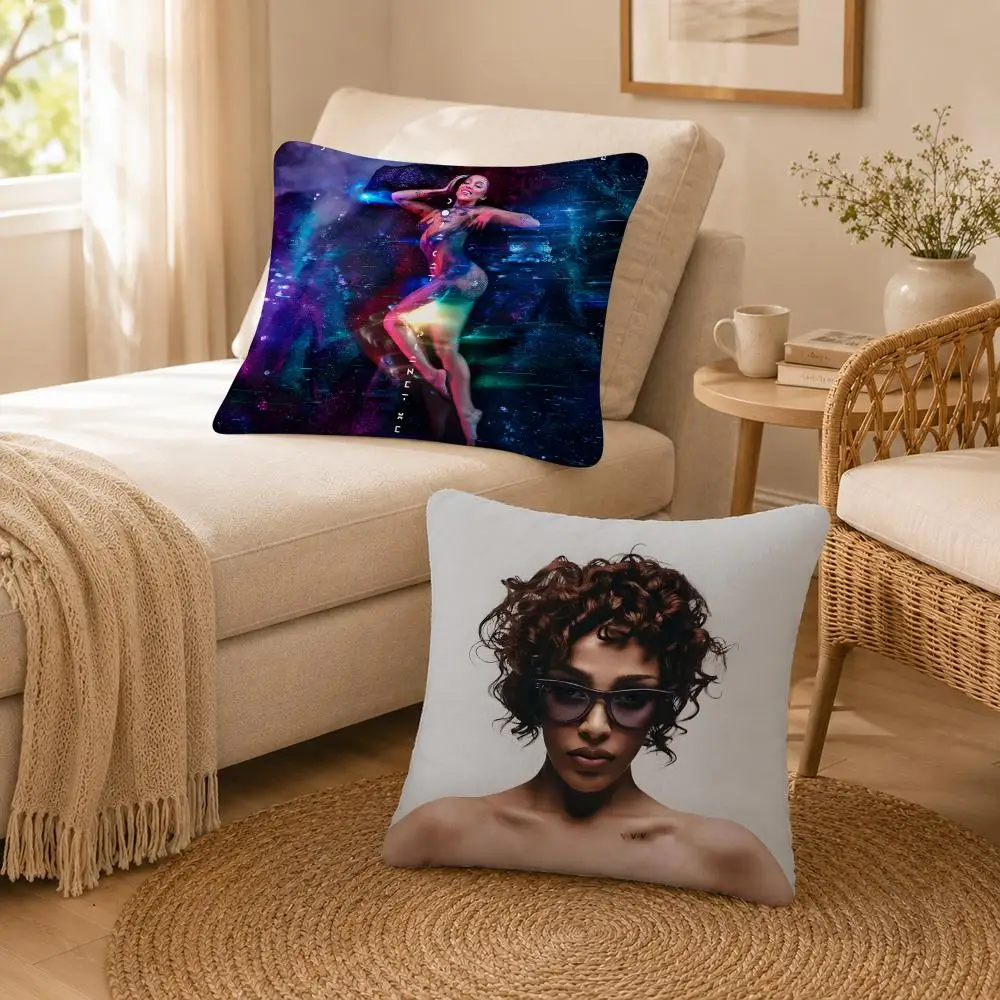 Singer Rap Pop Doja Cat Cushion Cover Soft Throw Pillow Cover Washable Plush Cushion Case for Sofa Bed Living Room