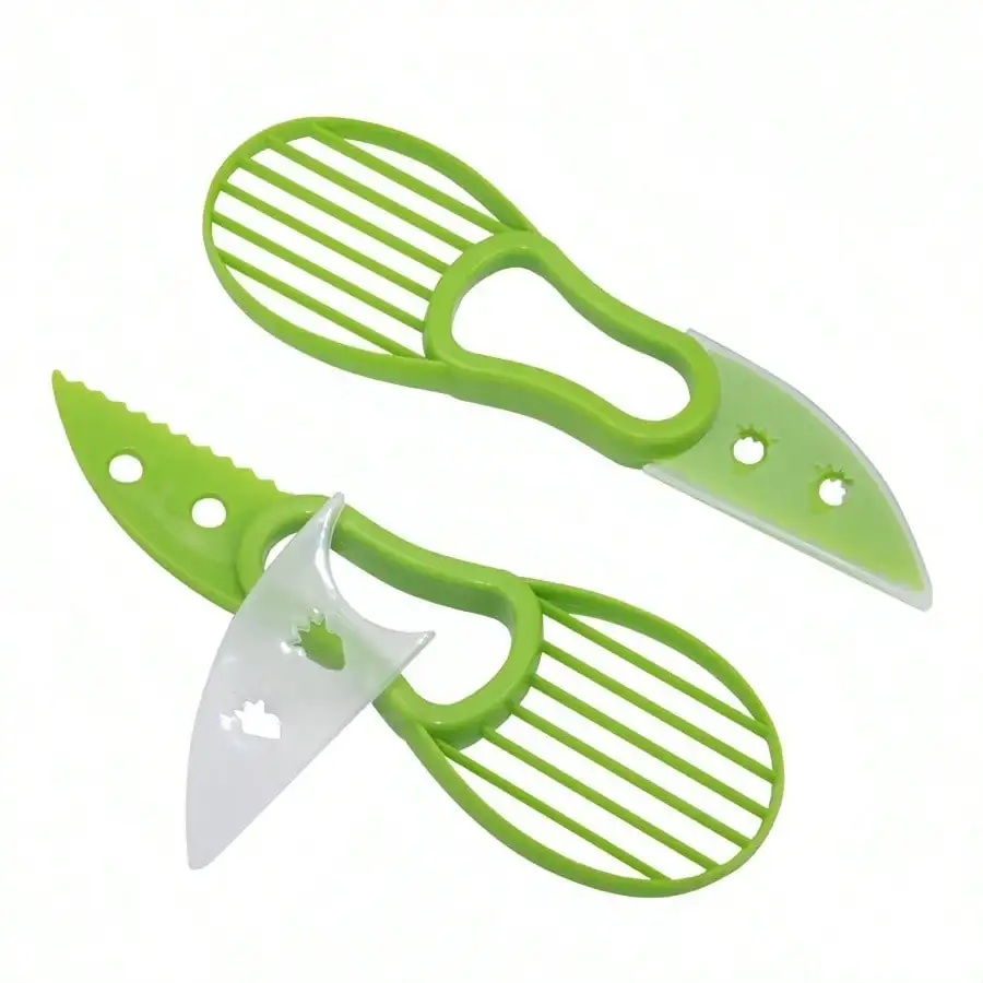 3-In-1 multi-functional avocado tool, universal peeling cutter and scraping spoon, practical green fruit and vegetable gadget - Detail 1