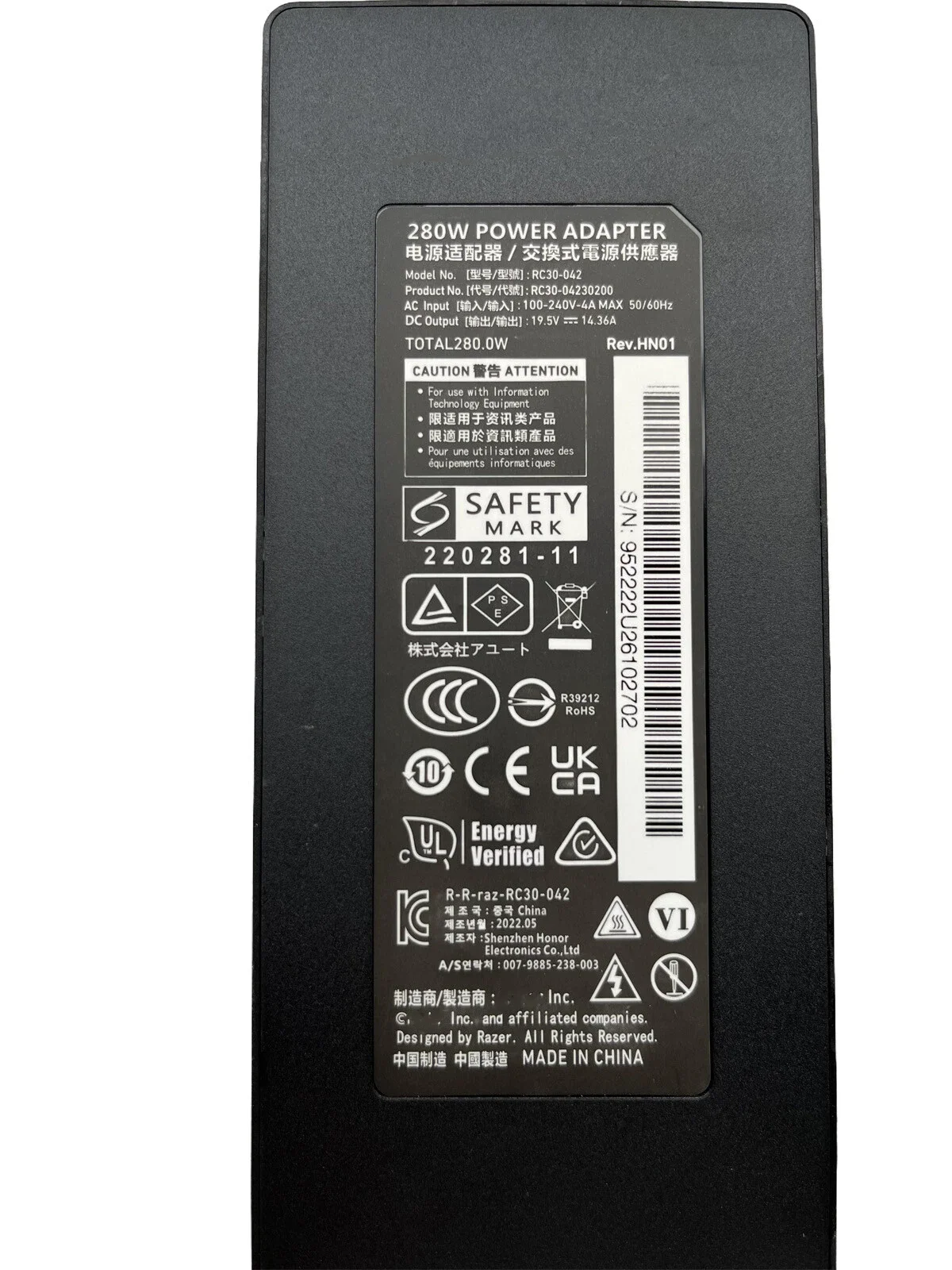 G+Original 19.5V 14.36A 280W Power Supply For Razer Blade 17 RTX3080Ti Adapter Charger  epwstore (394)