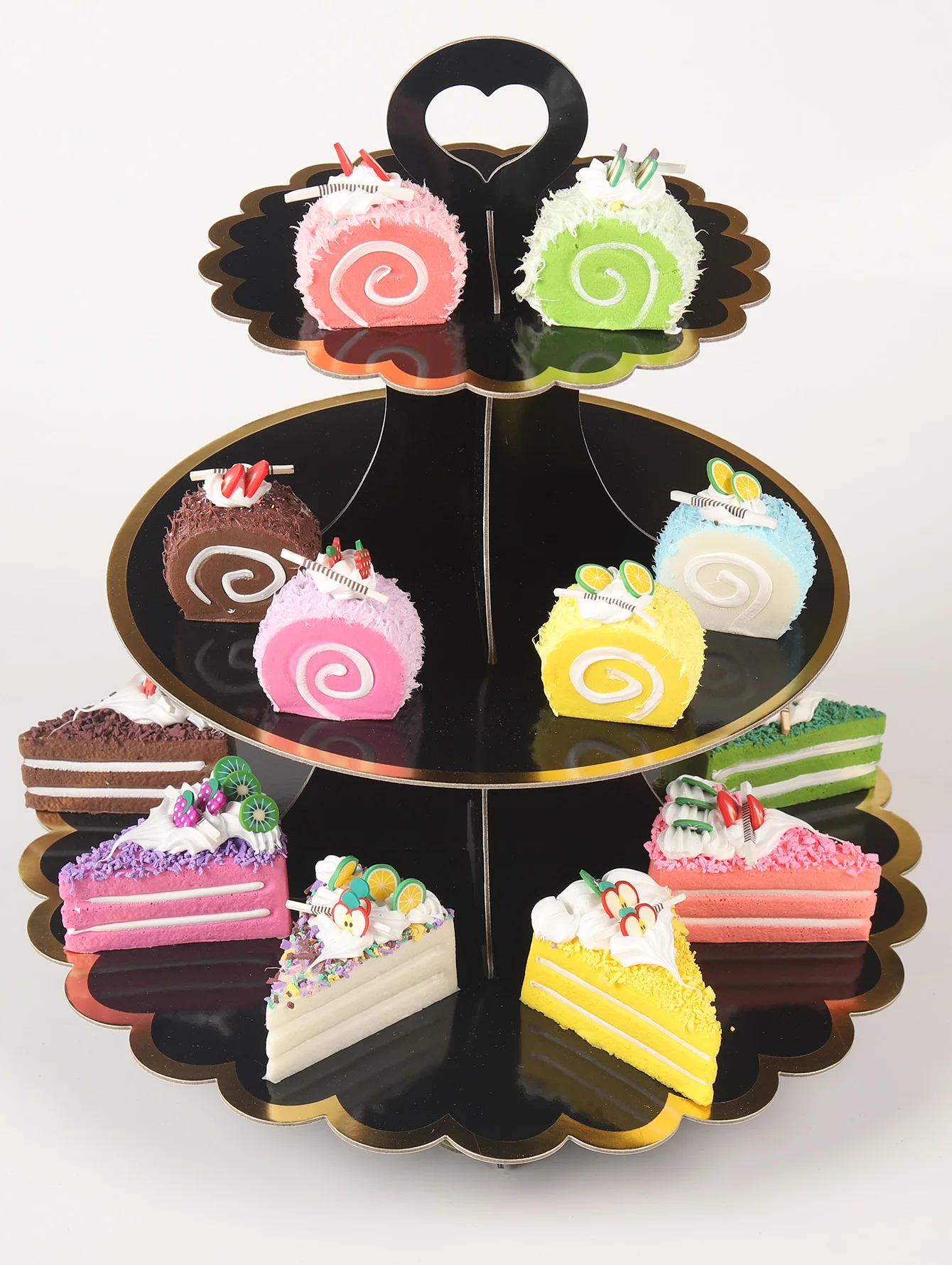 Three-layer paper hot cake stand Birthday party dress cake decoration wedding dessert stand