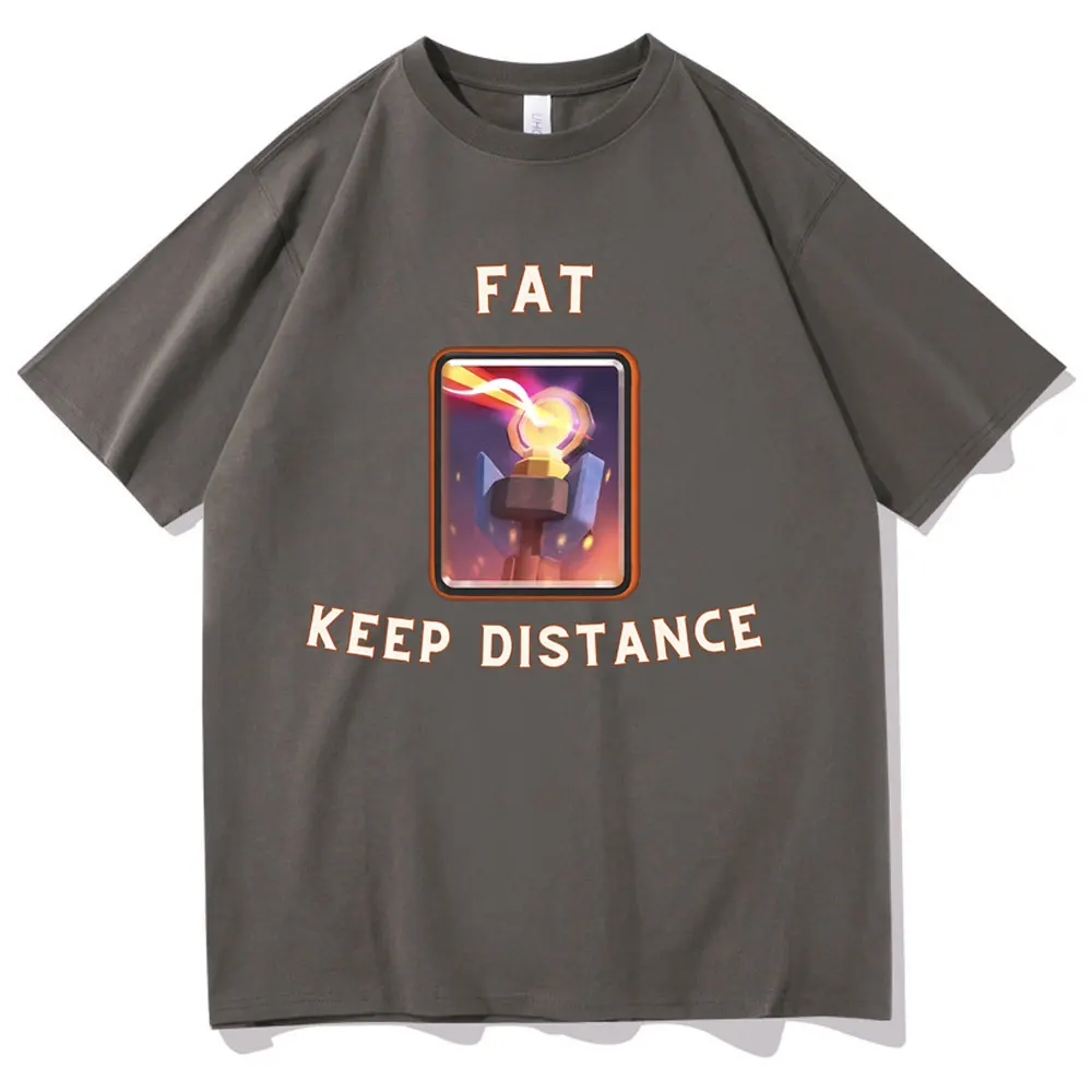 Fat Keep Distance Meme T Shirt Men Women Oversized Pure Cotton Tshirt Joke Humor Gift for Him and Her Kawaii Cute Memes T-shirts